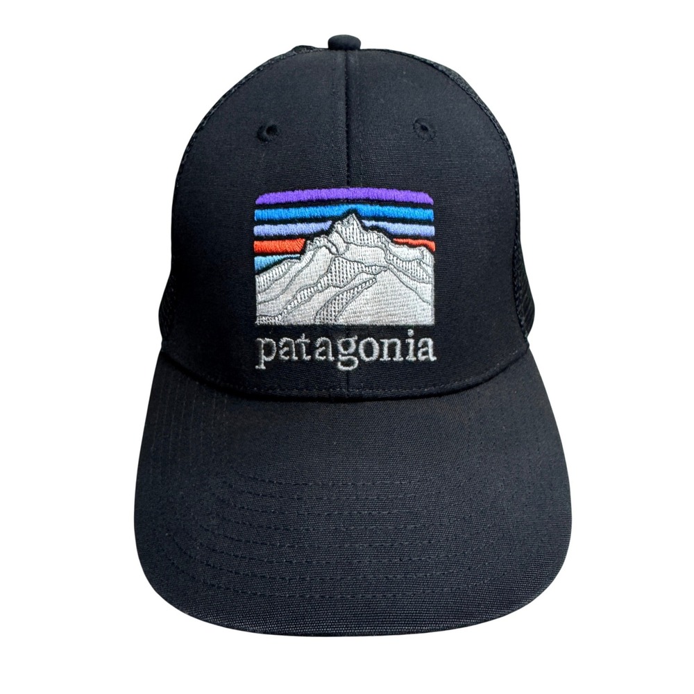 Patagonia P-6 Logo Trucker Hat Black Mesh Snapback Cap Adjustable P6 Patch